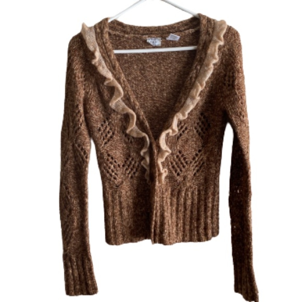 BKE Ruffled Knit Cardigan Size Medium - Picture 4 of 5